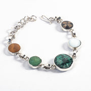 PULSERA REVERSIBLE DE PLATA LAPISLÁZULI Y PIEDRAS MULTICOLOR.